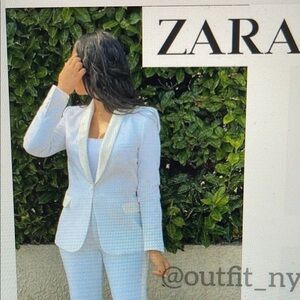 Zara satin accent tuxedo White Blazer - new